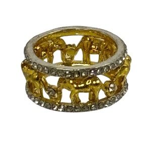Jeulia Two Tone Elephant Rhinestone Eternity Band Statement Ring Size 8 Sterling